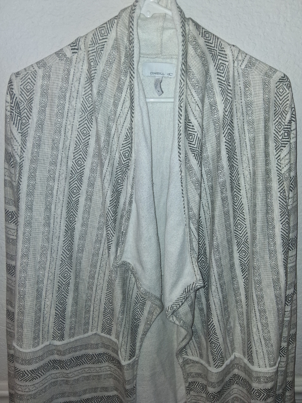 O'Neill Women's Cream & Gray Open Cardigan Sweater